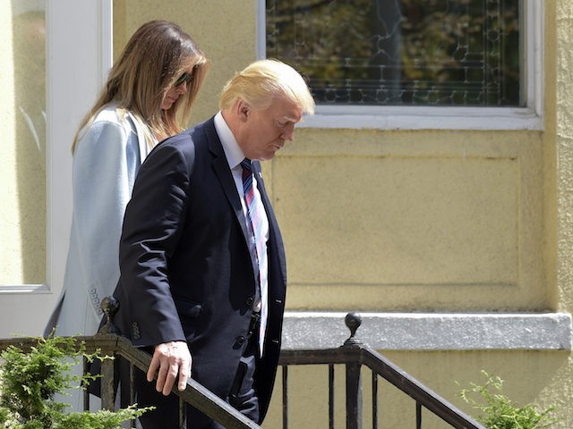 President Donald Trump and first lady Melania Trump leave after attending St. John's Church in Washington, Sunday, Sept. 3, 2017. The president last week named today a National Day of Prayer for victims of Hurricane Harvey. (AP Photo/Susan Walsh)