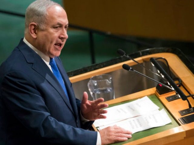 Prime Minister Benjamin Netanyahu of Israel addresses the 72nd session of the United Nations General Assembly, at U.N. headquarters, Tuesday, Sept. 19, 2017. (AP Photo/Mary Altaffer)