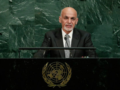 Afghanistan's President Ashraf Ghani Ahmadzai addresses the United Nations General Assembly Tuesday, Sept. 19, 2017, at the United Nations headquarters. (AP Photo/Frank Franklin II)