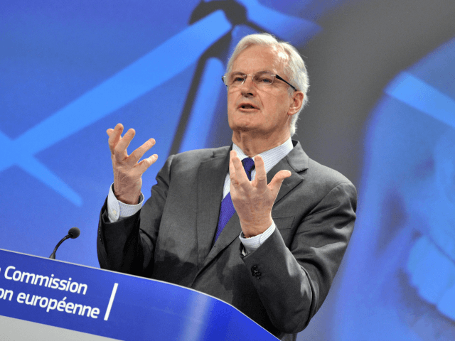 EU commissioner for Internal Market and Services Michel Barnier gives a press conference focused on the Commission roadmap to meet the long-term financing needs of the European economy on March 27, 2014 at the EU Headquarters in Brussels.