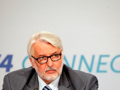 Witold Waszczykowski, Minister of Foreign Affairs of Poland, speaks at a press conference after a meeting of Foreign Ministers of the Visegrad 4 group including the Czech Republic, Hungary, Poland and Slovakia, with representatives from Armenia, Azerbaijan, Belarus, Georgia, Moldova, the Ukraine and Estonia, on August 31, 2017 in Budapest, …