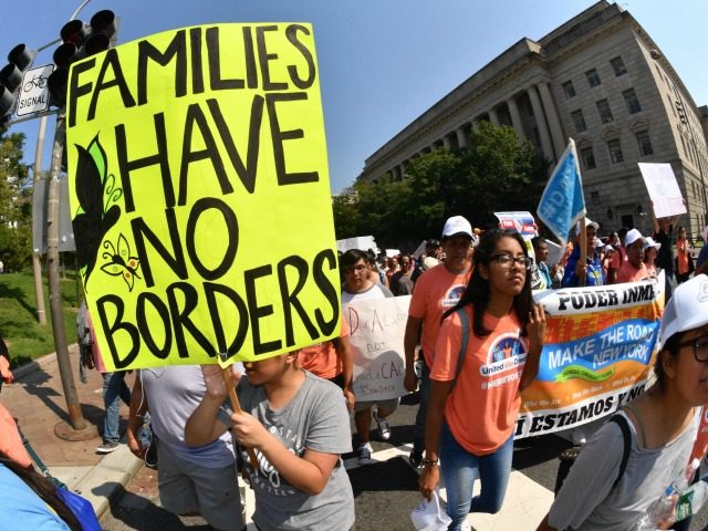 Immigrants and supporters demonstrate during a rally in support of the Deferred Action for Childhood Arrivals (DACA) program Hotel on September 5, 2017 in Washington DC. Trump on Tuesday ended DACA for 800,000 people brought to the US illegally as minors, leaving their future in serious doubt and triggering a …