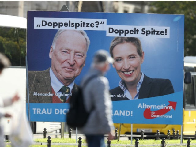 BERLIN, GERMANY - SEPTEMBER 15: An election campaign poster that shows Alice Weidel and Al