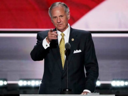 Lt. Gov. of South Carolina, Henry McMaster checks the mic sound on stage prior to the start of the second day of the Republican National Convention on July 19, 2016 at the Quicken Loans Arena in Cleveland, Ohio. An estimated 50,000 people are expected in Cleveland, including hundreds of protesters …