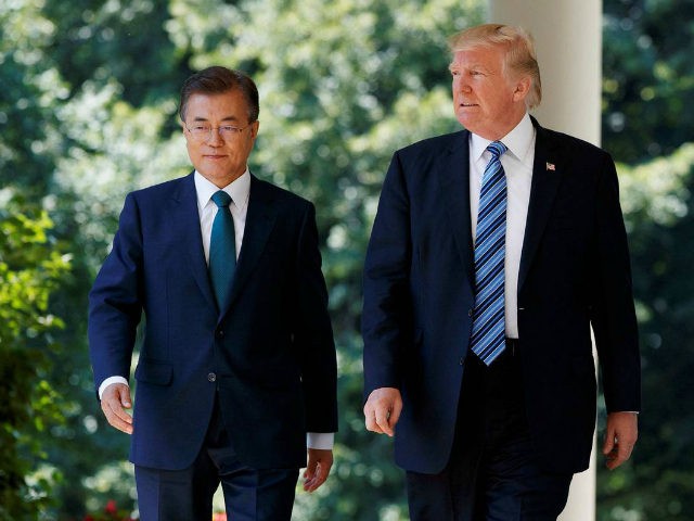 In this June 30, 2017, file photo, U.S. President Donald Trump walks with South Korean President Moon Jae-in to make statements in the Rose Garden of the White House in Washington. Six months into his presidency, Donald Trump has made clear who he considers to be his friends, and his …