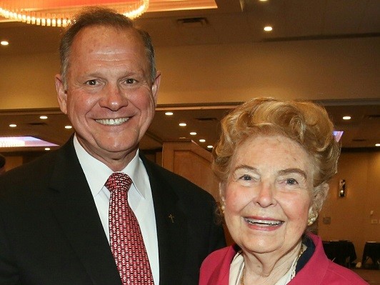 Former Alabama Supreme Court Chief Justice Roy Moore and Phyllis Schafly in 2015