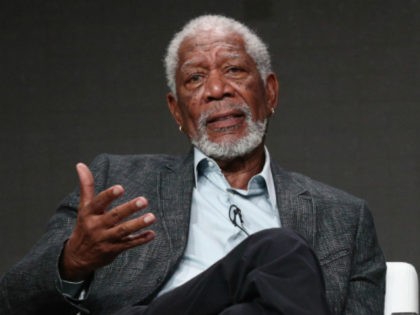(L-R) Host/executive producer Morgan Freeman and executive producer Lori McCreary of 'The Story of Us with Morgan Freeman' speak onstage during the National Geographic Channels portion of the 2017 Summer Television Critics Association Press Tour at The Beverly Hilton Hotel on July 25, 2017 in Beverly Hills, California.