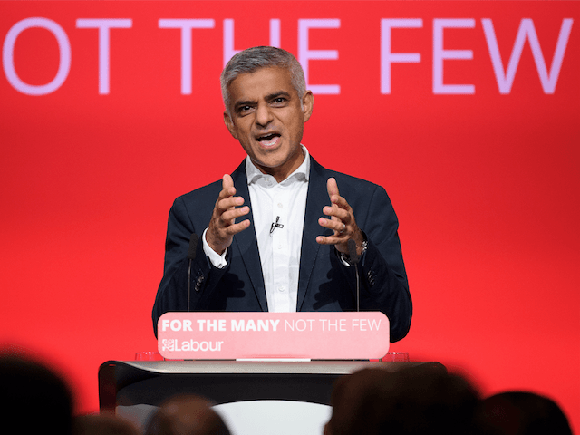 BRIGHTON, ENGLAND - SEPTEMBER 25: Mayor of London Sadiq Khan addresses delegates in the main hall on the second day of the Labour Party conference on September 25, 2017 in Brighton, England. The annual Labour Party conference runs from 24-27 September. (Photo by Leon Neal/Getty Images)