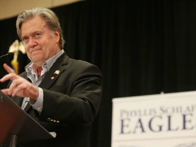 Breitbart News Executive Chairman Stephen K. Bannon received the Phyllis Schlafly Eagle Award on Sunday, September 24, 2017, at a “Put Americans First” rally hosted by the late conservative great's foundation in St. Louis, Missouri.