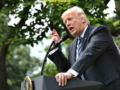 Trump at Podium AFP