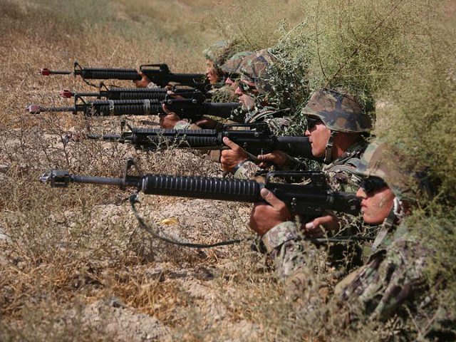 KABUL, Sept. 12, 2017 -- Afghan army soldiers take part in a military training in Marshal