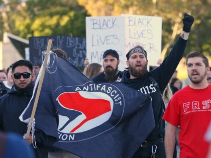 SALT LAKE CITY, UT - SEPTEMBER 27: ANTIFA protesters demonstrate on the University of Utah campus against an event where right wing writer and commentator Ben Shapiro is speaking on September 27, 2017 in Salt Lake City, Utah. Campus authorities have increased security ahead of the appearance by Shapiro, a …