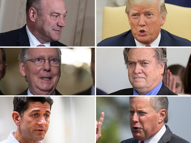 Gary Cohn, Donald Trump, Steve Bannon, Mark Meadows, Paul Ryan, Mitch McConnell.