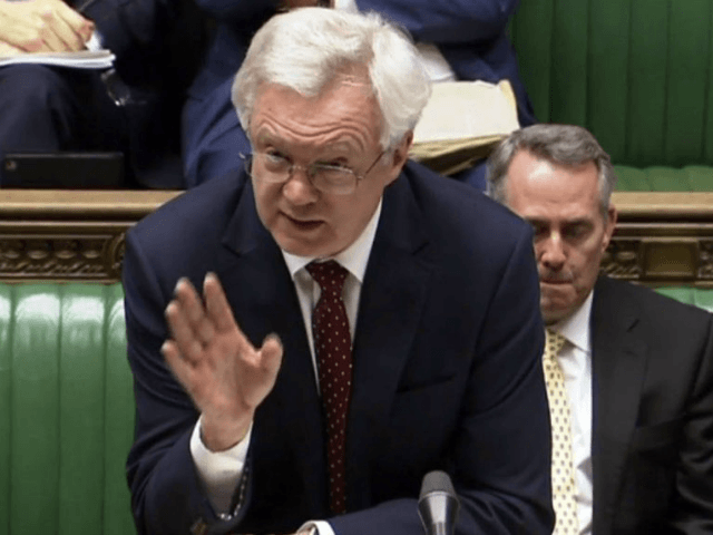 Britain's Brexit Secretary David Davis speaks in the House of Commons, London, Monday