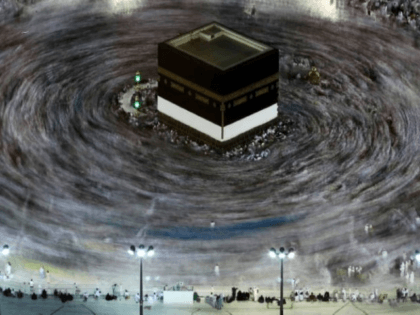 Muslim pilgrims circumambulate the Kaaba, Islam's holiest shrine, at the centre of the Gra
