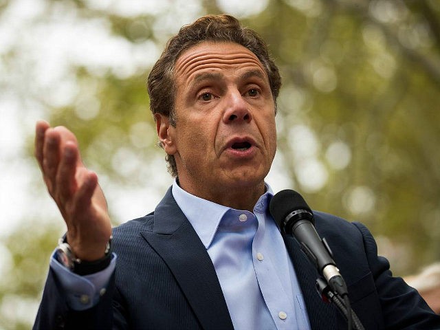 NEW YORK, NY - SEPTEMBER 18: New York Governor Andrew Cuomo speaks during a rally of hundreds of union members in support of IBEW Local 3 (International Brotherhood of Electrical Workers) at Cadman Plaza Park, September 18, 2017 in the Brooklyn borough of New York City. More than 1800 members …