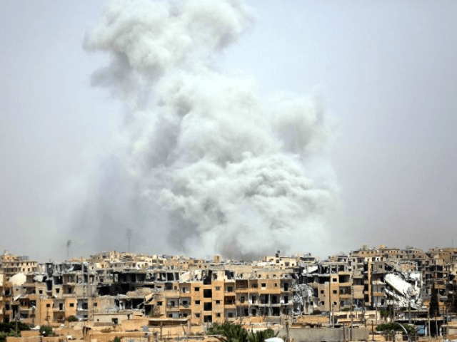 A US-led coalition has been hitting Raqa with air strikes as the Syrian Democratic Forces