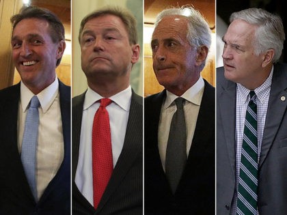 Left to Right: Sen. Jeff Flake (R-AZ), Sen. Dean Heller (R-NV), Sen. Bob Corker (R-TN), an