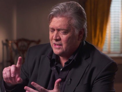 Breitbart News Executive Chairman Steve Bannon seen in an interview with Charlie Rose for