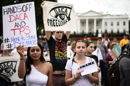 Immigrants and supporters demonstrate during a rally in support of the Deferred Action for Childhood Arrivals (DACA) in front of the White House after the Trump administration indicated it would phase out the amnesty program