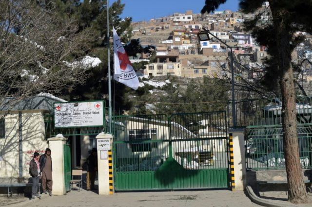 The ICRC flag flies at half-mast in Kabul in February after a previous deadly attack on st