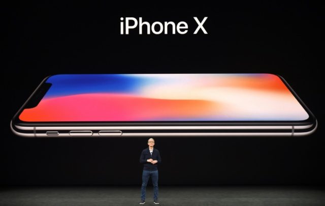 Apple CEO Tim Cook speaks about the new iPhone X during a media event at Apple's new headq