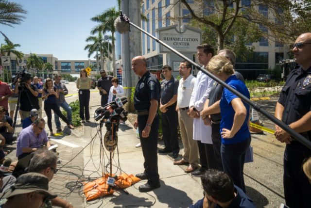 Hollywood police chief Tomas Sanchez addresses the media outside a Florida nursing home wh