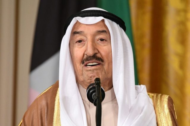 Kuwaiti Emir Sheikh Sabah al-Ahmad Al-Sabah speaks during a joint press conference with US