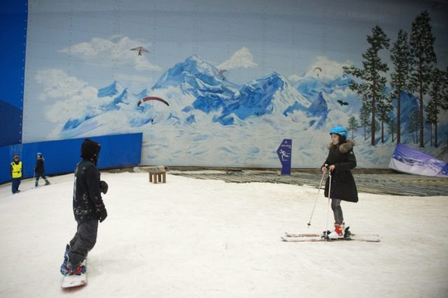 At Dalian Wanda Group's new Ice and Snow Park, chilly winds blew snowflakes around skiers