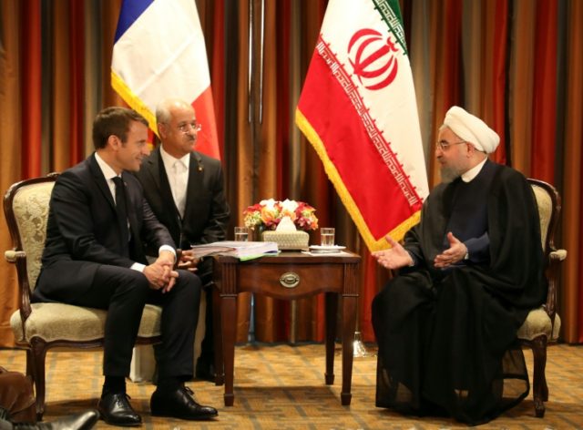 France's President Emmanuel Macron meets with his Iranian counterpart Hassan Rouhani in Ne