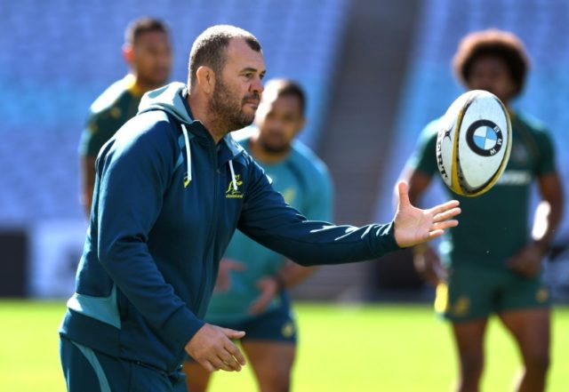Australian Wallabies' head coach Michael Cheika conducts a training session in Sydney, on