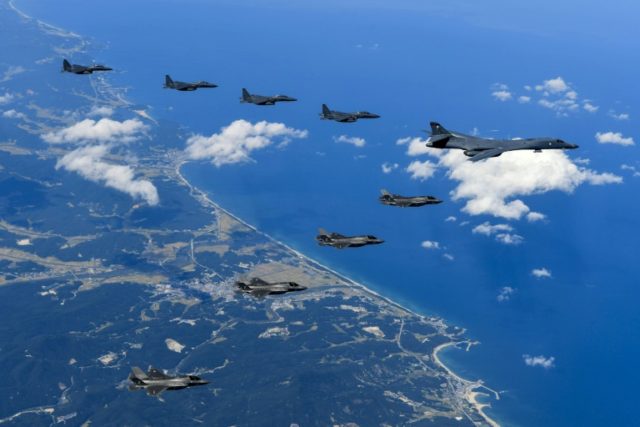 US aircraft, shown here conducting a mission over the Korean Peninsula, flew off the east