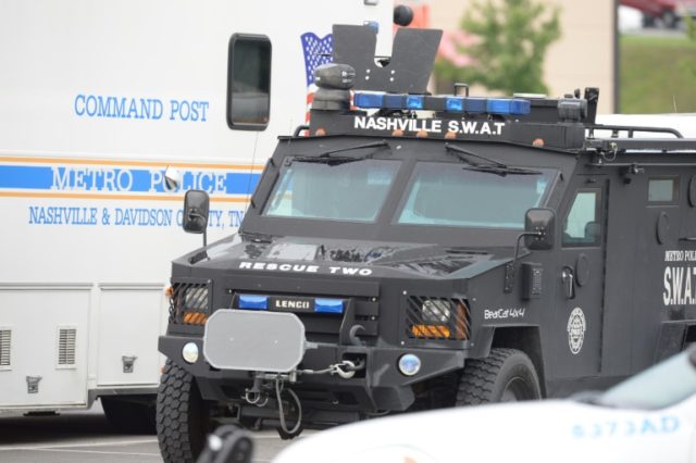 SWAT and Nashville Metro Police trucks, pictured in 2015 in Antioch, Tennessee