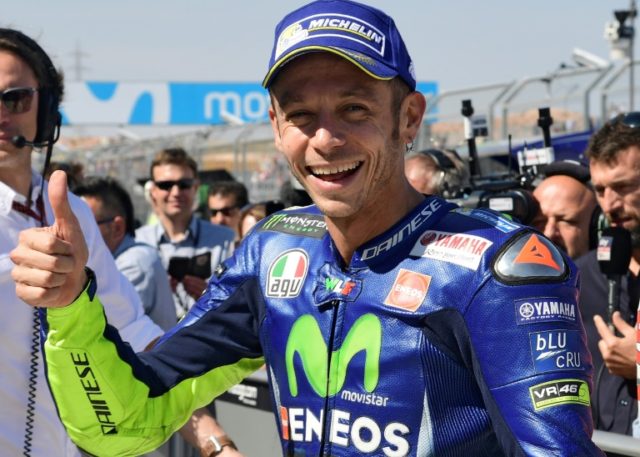 Movistar Yamaha MotoGP's rider Valentino Rossi battled to fifth place in the Aragon Grand