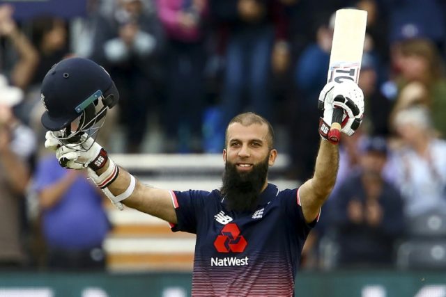 England's Moeen Ali sprinted to his hundred off 53 balls, with nearly half of his runs com
