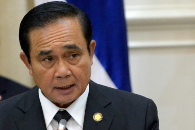 Thailand's Prime Minister Prayut Chan-O-Cha speaks during a press conference at the Peace