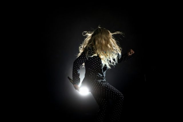 Beyonce performing during a Get Out the Vote (GOTV) performance in support of Democratic p