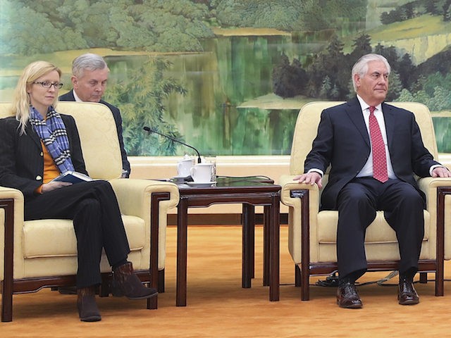 U.S. State of Secretary, Rex Tillerson, second from left attends talks with China's President Xi Jinping, second from right at the Great Hall of the People in Beijing, China, March 19, 2017. (Lintao Zhang/ Pool Photo via AP)