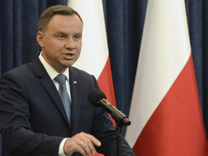 Polish President Andrzej Duda makes a statement in Warsaw, Poland, Monday, July 24, 2017. Duda announced that he will veto two contentious bills widely seen as assaults on the independence of the judicial system. (AP Photo/Alik Keplicz)