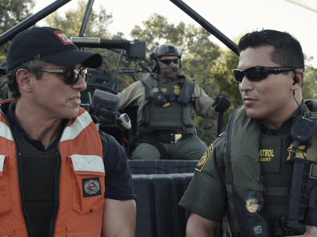 CNN's Chris Cuomo and Laredo Sector Assistant Chief Gabriel Cuomo on the Rio Grande River near Laredo.