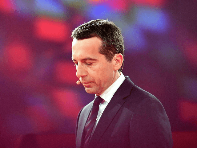 Austrian chancellor Christian Kern delivers a speech on the future of Austria in Wels, Upper Austria, on January 11, 2017. / AFP / APA / BARBARA GINDL / Austria OUT (Photo credit should read BARBARA GINDL/AFP/Getty Images)