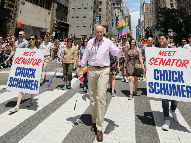 New York State Senator Chuck Schumer attends the New York City Gay Pride 2017 march on June 25, 2017 in New York City.