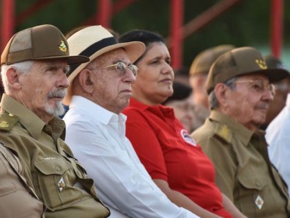 Cuban president Raul Castro (R), Revolution Commander Guillermo Garcia Frias (2nd-L), Cuban Vice president of the State of Council Ramiro Valdez (3rd-L), Cuban vice president Jose Ramon Machado Ventura (3rd-L) and First Secretary of the Comunist Party in Pinar del Rio province Gladys Martinez (2nd-R) attend the celebration of the …