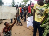 A demonstrator carries a sign calling for the liberation of detained activists during a protest against perceived discrimination in favour of the country's francophone majority on September 22, 2017 in Bamenda, the main town in northwest Cameroon and an anglophone hub. Several thousand demonstrators took to the streets in English-speaking …