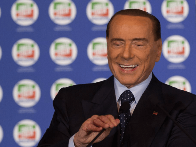 Former Prime Minister and president of Italian right-wing party Forza Italia, Silvio Berlusconi, speaks during a convention of his party on October 14, 2017 at Ischia. / AFP PHOTO / Eliano IMPERATO (Photo credit should read ELIANO IMPERATO/AFP/Getty Images)