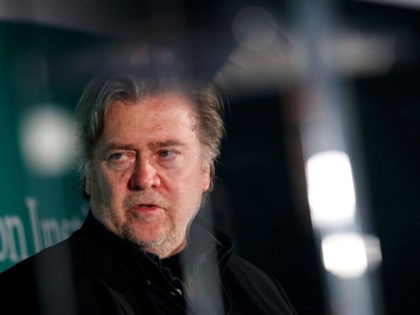 WASHINGTON, DC - OCTOBER 23: Steve Bannon, former White House chief strategist and chairman of Breitbart News, speaks during a discussion on countering violent extremism, at the Ronald Reagan Building and International Trade Center, October 23, 2017 in Washington, DC. The program was focused on issues of extremism in the …