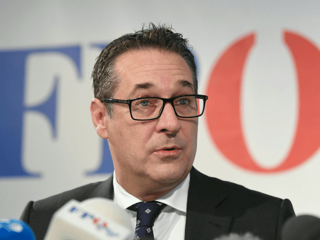 Chairman of the Freedom Party (FPOe), Heinz-Christian Strache, speaks during a press conference on October 24, 2017 in Vienna. Austria's newly elected leader Sebastian Kurz said he has invited the far-right Freedom Party (FPOe) to begin coalition talks. The announcement by the incoming conservative chancellor paves the way for the …
