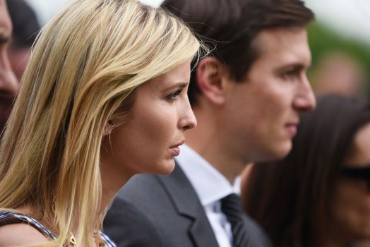 Ivanka Trump and Jared Kushner listen to US President Donald Trump speak in the Rose Garden of the White House following the House of Representative vote on the health care bill on May 4, 2017 in Washington, DC. Following weeks of in-party feuding and mounting pressure from the White House, …