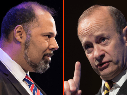 (LEFT) Education and apprenticeship spokesman David Kurten speaks at the UKIP South West regional conference at the Weymouth Pavilion on March 4, 2017 in Weymouth, England. It is the first public appearance of the headline speaker party leader Paul Nuttall since losing a by-election in Stoke-on-Trent last week. (RIGHT) Newly …
