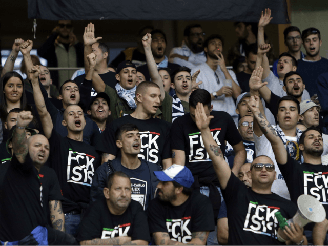 Lazio fans cheer prior to a Europa League group K …